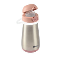 BEABA กระติกน้ำสแตนเลสแบบยกดื่ม Stainless Steel Spout Bottle 350 ml - Vintage Pink