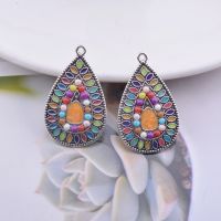 【YF】♦  12pcs/lot 21x33mm Ancient Color Enamelled  Alloy Charms Ear Pendant Jewelry Earring