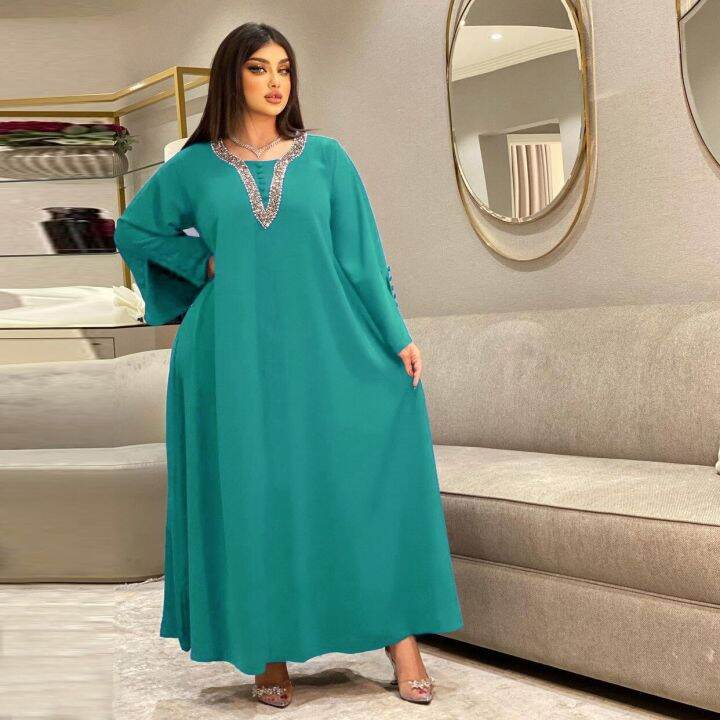 hot-selling-middle-east-clothing-handmade-rhinestone-large-size-dress-for-muslim-women-abaya-islamic-robe