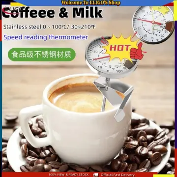Coffee Long Milk Frothing / Food Heating Thermometer w/ Long Probe & Clip