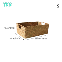 ?【Lowest price】YKS ตะกร้าหญ้าทะเลขนาดใหญ่ธรรมชาติของฟางหวายสำหรับขนมปังผลไม้ที่บ้าน