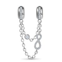 New Original Silver Infinity Love Safety Chain with Crystal Gemstones Charm Bead fit Pandora 925 For women DIY Jewelry Gift