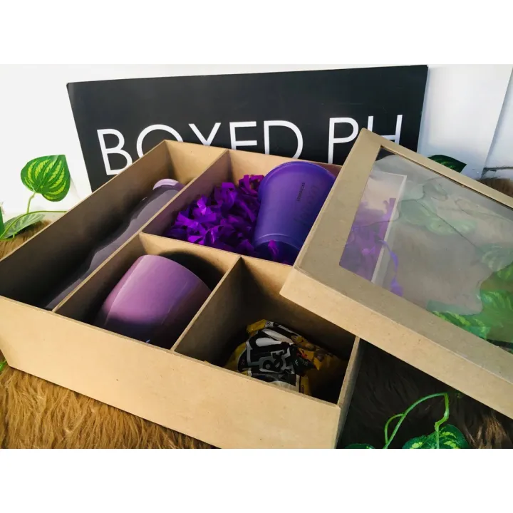 Box Without Partition 1piece Window Kraft Grazing Rigid Hard Box 12.5 x 12.5 x 4 inches (with ...