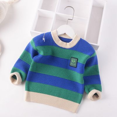 Boys Winter Sweater Kids Fashion knitting Sweater Cotton Children clothing long sleeves Top Girls Smile Pattern Pullover Sweater