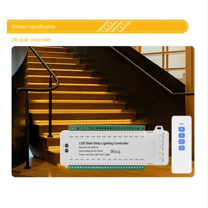 28ch-intelligent-sensor-stair-light-controller-dc12v-dc24v-stair-step-light-controller-led-strip-dimmer