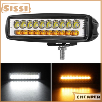 Sissi ไฟติดรถยนต์ LED ออฟโรด1X6 60W,แถบแสงสำหรับทำงานคู่สีอำพันสีขาวกันน้ำ