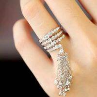 {Batin Fan} HAHA Tto หรูหราปาร์ตี้แบรนด์ดังแหวนมีพู่สำหรับผู้หญิงลูกบาศก์สลัก Zirconia ปรับได้แหวนมงกุฎแฟชั่นแบรนด์ที่มีชื่อเสียง
