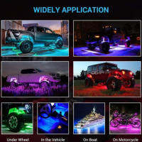 6ชิ้นบรรยากาศแชสซีแสงรถตกแต่งภายนอกโคมไฟนีออนRGB LEDสำหรับรถจี๊ปรถATV SUV