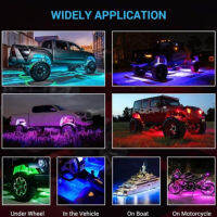 6ชิ้นแชสซีสร้างบรรยากาศโคมไฟนีออนแสง RGB LED สำหรับรถ Jeep ATV SUV ตกแต่งภายนอกรถ