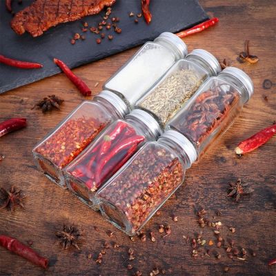hotx【DT】 12PCS Spice Jars Glass Containers Seasoning Bottle and Outdoor Camping Condiment with Cover