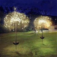 1PC Solar Fireworks Lamp Outdoor Grass Globe Dandelion Flash String Fairy lights 90 /150/200 LED For Garden Lawn Holiday Light