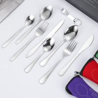 5pcs Stainless Steel Cutlery Spoon Fork Chopsticks Knife Set Tableware Travel Set with Case Dinnerware Portable Flatware Sets