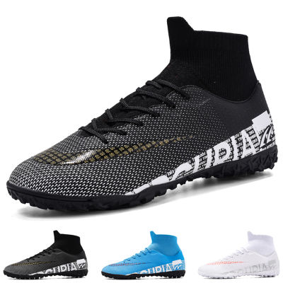 Turf Soccer Shoes Men Childrens Football Boots Soccer Cleats Junior Rubber High Ankle Light Teen Training Shoes Outdoor Ground