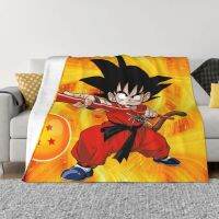 Son Goku เย็นการ์ตูนผ้าห่มขนสัตว์ฤดูใบไม้ผลิและฤดูใบไม้ร่วงอะนิเมะตรวจสอบแบบพกพาซูเปอร์อบอุ่นผ้าห่มเตียงโซฟาแผ่น