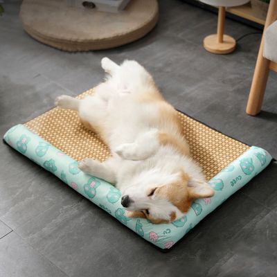 [pets baby] ฤดูร้อนสุนัขระบายความร้อนเสื่อ PetPad ระบายอากาศหวายกับหมอนลื่นด้านล่างแมวผ้าห่มเบาะสำหรับสุนัข SofaBed