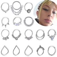 New Nose Piercing Ring Nase Cuff Septum Piercing Ring Titanium Steel Nariz Piercing Ear Cartilage Tragus Goth Piercing Nez Opal Body jewellery