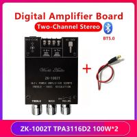 ZK-1002T Bluetooth Power Amplifier Board TPA3116D2 100Wx2 High-Bass Adjustment Dual-Channel Subwoofer BT5.0 Amplifier