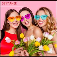 521YIANEE ทันสมัยและทันสมัย สีลูกอมสี เลนส์ไล่ระดับสี ผู้ใหญ่และผู้ใหญ่ แว่นตารูปหัวใจ แว่นกันแดดสำหรับงานเลี้ยง แว่นตากันแดดรูปหัวใจ ที่บังแดด