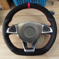 Wcarfun ผ้าหุ้มพวงมาลัยสำหรับเบนซินหนังกลับสีดำ B260 A200 C250 C200ปรับแต่งได้ Cla220หนังนิ่มสีดำ