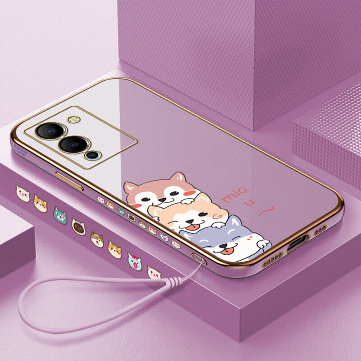 คลังสินค้าพร้อม-เคสเคสมือถือสำหรับ-infinix-note-12-g96-x670พร้อมฟรีสายคล้อง-การ์ตูนสุนัขปลอกขอบสี่เหลี่ยมชุบฝาหลังนิ่ม