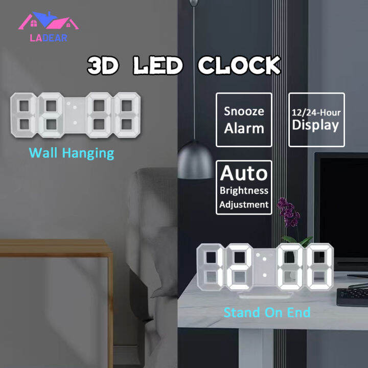 {SG}3D LED Digital Wall Clock / Alarm Clock/ Desk Clock Modern Simple