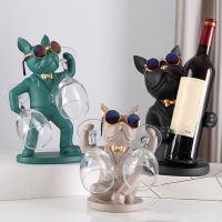 Shatterproof Wine Bottle Rack Non-fading Wine Glass Shelf Creative Resin Wine Rack Bulldog Shape Bottle Holder for Home Decor