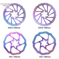 TUS ชิ้นส่วนอุปกรณ์เสริมจักรยานจักรยานที่มีสีสัน160/180มม. MTB จักรยานเสือหมอบ6สลักเกลียวดิสก์เบรคโรเตอร์ดิสก์เบรคจักรยานใบพัดดิสก์เบรคเหล็กสแตนเลส