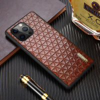 เคสลายเนื้อลาย Sarung Efon Kulit Asli Un14 11 13 Pro Max 12 Mini 12 14Pro X XR XS Max 7 8 Plus SE 2020 Segitiga