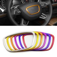 dvvbgfrdt 1pc for Audi A4 B6 B7 B8 A6 C6 A5 Q7 Q5 A3 A4L A8L A6L Car Steering Wheel Center Logo Frame Decor Covers Car Interior Stickers