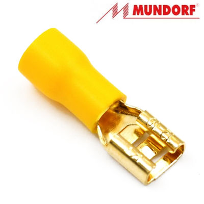 หางปลาแบบเสียบ MUNDORF Female Blade Connectors 6.3mm Isolated Gold Plated 4-6mm² Yellow / ร้าน All Cable