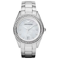 นาฬิกาข้อมือผู้หญิง Emporio Armani Classic Mother of Pearl Dial Silver Stainless Steel Ladies Watch