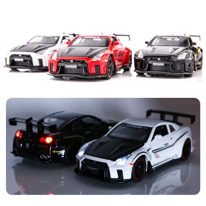 1-32-nissan-gtr-r35-r34รถบังคับวิทยุของเล่นเด็กรถของเล่นที่หล่อจากเหล็กเสียงและแสงเด็กรถของขวัญ