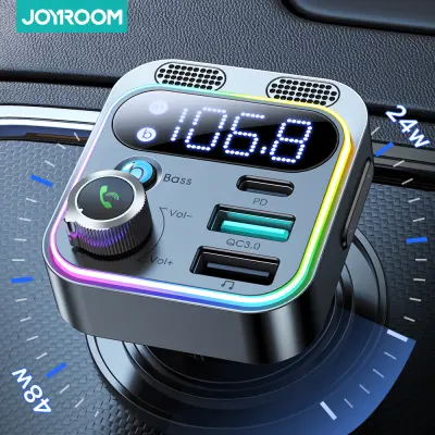 Joyroom Car Charger Fast Charge Dual Microphone Car Bluetooth Transmitter คุณภาพเสียงแบบไม่สูญเสียพร้อมลำโพง