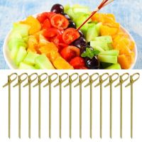 100Pcs Disposable Bamboo Cocktail Picks Eco-friendly No Burr Toothpicks Practical Fruit Picks Sticks Party Accessories