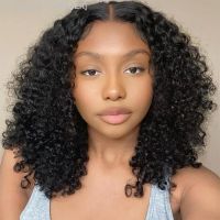 Short Kinky Curly Bob Human Hair Wig Pre Plucked Lace Frontal Closure Deep Wave Wig Glueless Curly Human Hair Bob Wigs For Women [ Hot sell ] TOY CENTER