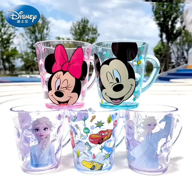 Disney Princess Cups Frozen 2 Elsa Mickey Mouse Milk Cup AS Crystal Cup  Kids Toothglass Cartoon Pixar Mermaid Minnie Mouse Cup