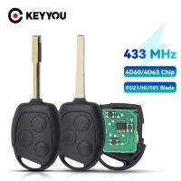 KEYYOU ชิป4D60กุญแจรถยนต์รีโมท433Mhz สำหรับฟอร์ดโฟกัส Fiesta Mondeo Fusion Transit KA 2001 2002 2004 2005 2006 2008 2007