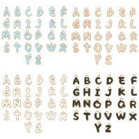 Golden Plated Alloy Enamel Charms Enamelled Sequins Alphabet Shape Light Gold 11x6.5x2mm Hole: 1.5mm 26pcs/set 4sets/box