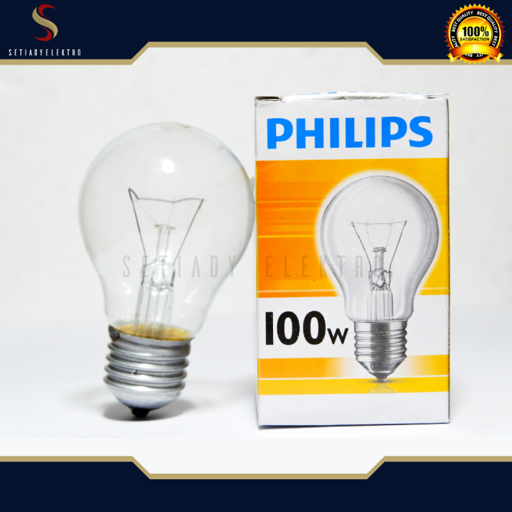 Philips Bohlam Lampu Dop Pijar 100 Watt Clear E27 220v Penghangat Ayam