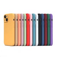 Casing Lunak Silikon Cair Resmi Persegi untuk IPhone 14 Plus 13 11 12 Pro Max Mini X XR XS Cangkang Penutup Perlindungan Lensa Penuh