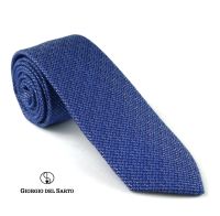 Giorgio Del Sarto Silk-Cotton Necktie Size Slim Navy Blue with Fabric Texture เนคไทสีน้ำเงินลายพื้นมีเท็กเจอร์