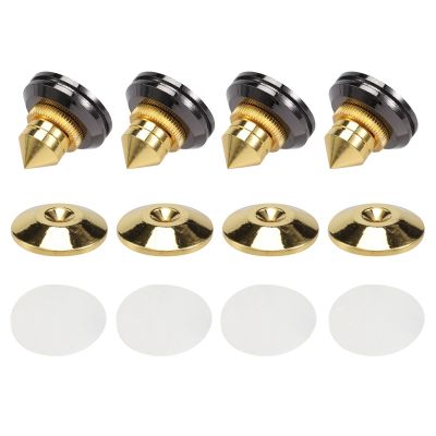 4 Set Gold Speaker Spike with Floor Discs Stand Foot Isolation Spikes Professional Speaker Accessories