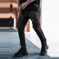 Mens Pants Tactical Cargo Casual Fashion Skinny Elastic Waist Harem Jogging Running Trousers