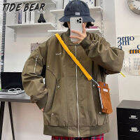 TIDE BEAR แจ็กเก็ตแนววินเทจของผู้ชาย,เสื้อโค้ทสำหรับทั้งหญิงและชายเครื่องแบบเบสบอลเสื้อโค๊ตคู่รักลำลองใส่ได้หลายโอกาส