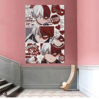 Sumanssa My Hero Academia Todoroki Shoto กรอบผ้าใบตกแต่งพิมพ์สำหรับห้องนั่งเล่นเด็ก Magnetic Framed Home Decor ภาพวาดที่สมบูรณ์แบบสำหรับแฟนอะนิเมะ