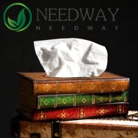 *Needway ที่ใส่กระดาษทิชชู่ แบบไม้ รูปหนังสือ สไตล์วินเทจ สําหรับตกแต่งรถยนต์