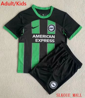 Brighton Away ชุดเสื้อเชิ้ตและกางเกงขาสั้น23-24เสื้อแข่งฟุตบอลคุณภาพแบบไทยสำหรับเด็กและผู้ใหญ่