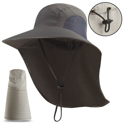 【CC】Fishing Hat Wide Brim Bucket Hat with Neck Cover Quick Dry Outdoor Sports Jungle Hiking Hat Men Fishermen Sun Protected Cap