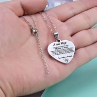 Classic Heart Shaped Necklace Inspirational Pendant Necklace with Text Personalized Jewelry Gift for Daughter Family Dropship