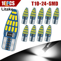 10 Pcs รถใบอนุญาตไฟ Led ภายในหลอดไฟ T10 194 168 W5w 2825 24smd 6000K 300 Lm หลอดไฟสีขาว Dc 12V【fast】